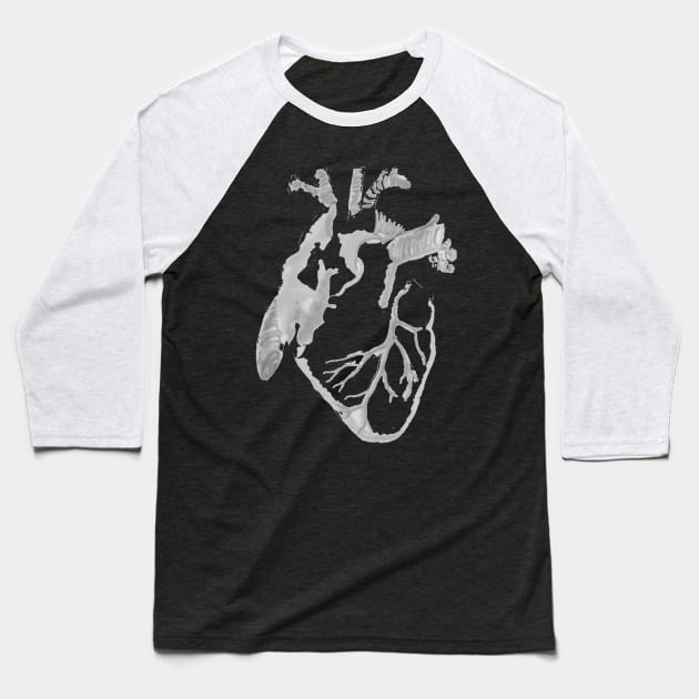 Anatomical grayscale heart Baseball T-Shirt by isarol